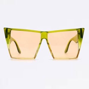 Anthropologie Gradient Green Acrylic Oversized Square Cat Eye Frame Sunglasses